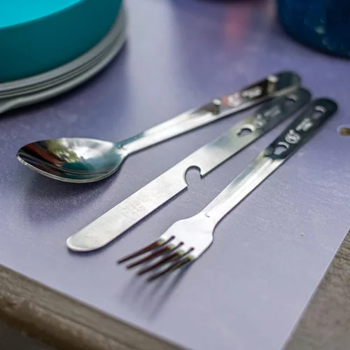 Vista 8 de ASR Outdoor Juego de 2 utensilios de cocina minimalista para campamento, estilo militar del ejército MRE Chow