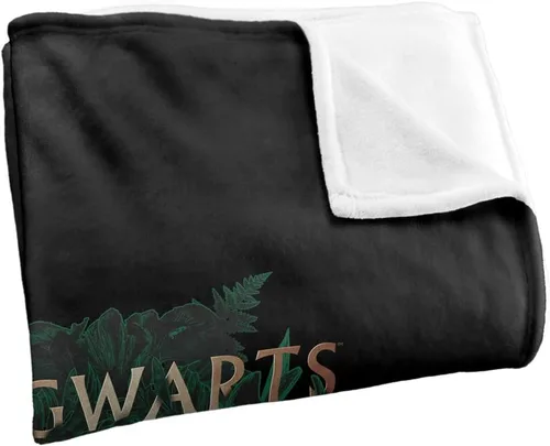 Vista 3 de Harry Potter Hogwarts - Manta con diseño floral verde y dorado con diseño de cresta sedosa al tacto, súper suave, 36 x 58 pulgadas, diseño floral