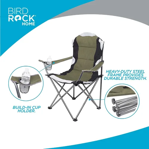 Vista 6 de Internet's Best Silla acolchada plegable para acampar Exterior Verde Deportes Portavasos Cómoda Bolsa de transporte Playa Quad