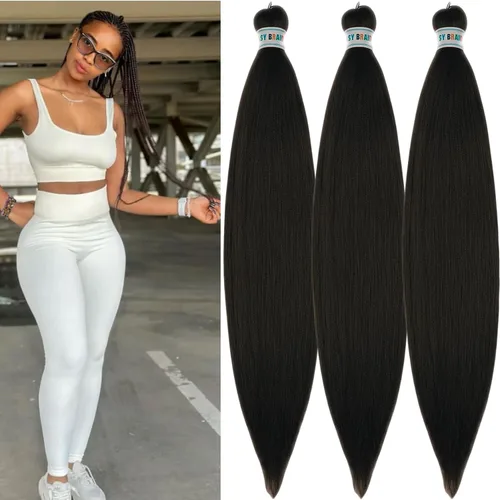 Vista 158 de Cabello trenzado para niños preestirado de 16 pulgadas, color negro para niños, trenzas sin nudos