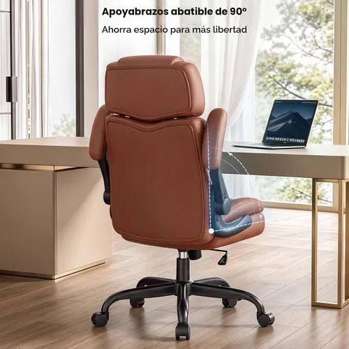 Vista 7 de Silla de oficina ejecutiva, silla ergonómica para computadora para oficina Marrón