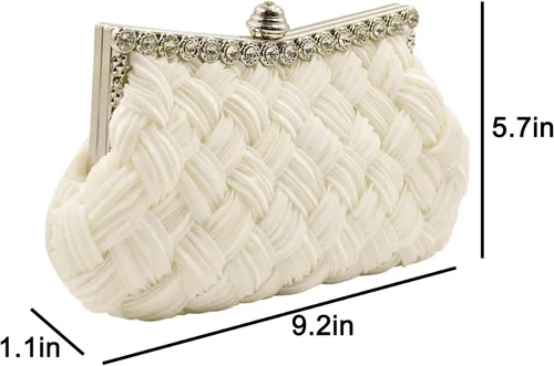 Vista 7 de RARITYUS Bolso de noche para mujer con forma de rosa de satén sedoso con elegante asa de metal para fiesta boda