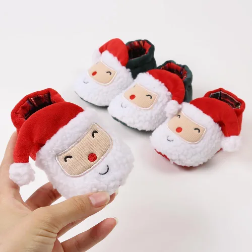 Vista 3 de Ohwawadi - Calcetines de forro polar para bebé o niña, suaves y calientes, botas o zapatos para bebés recién nacidos, con estilos de dibujos