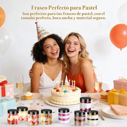 Vista 6 de Hajoyful Tarros de plástico con tapas, recipientes vacíos de slime para cosméticos, tarros de comida transparentes para alimentos, tarro redondo