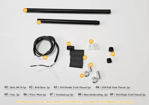 Vista 4 de KCO Lighting M14 - Varilla de extensión roscada de 7.89 pulgadas y 11.8 pulgadas, varillas de extensión negras, accesorios de iluminación, varillas