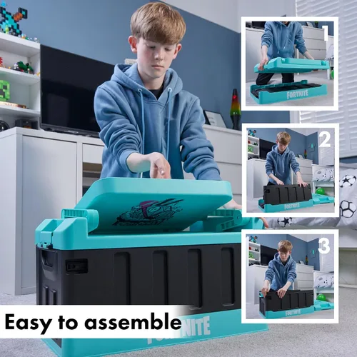 Vista 2 de Numskull Fortnite - Caja de almacenamiento de juguetes 2 en 1 y silla plegable, organizador de accesorios para juegos con tapa y asas