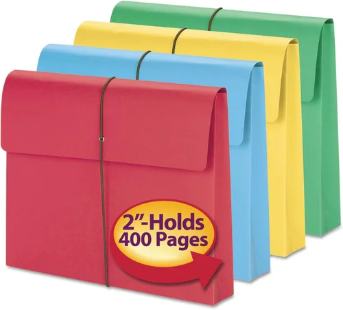 Vista 3 de Smead 77251 - Cartera Exp de 2 pulgadas con cordón elástico, color azul, verde, rojo, amarillo, 50 cajas