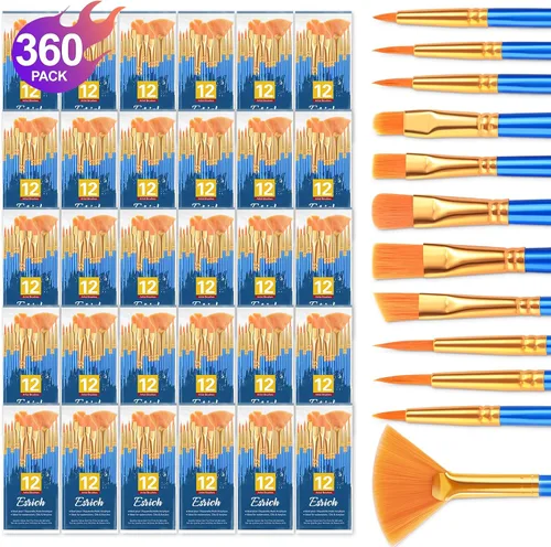 Vista 8 de ESRICH Juego de pinceles de pintura, 1 unidad/12 piezas de pelo de nailon con punta redonda para acuarela, óleo y roca, pintura facial, 12 tamaños