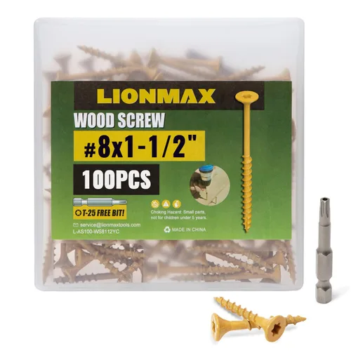 Vista 18 de LIONMAX Tornillos para Terraza de 1 Pulgada, Tornillos para Madera #8 x 1, 300 PCS, Resistentes al Óxido, Revestimiento Epoxi Exterior, Tornillos