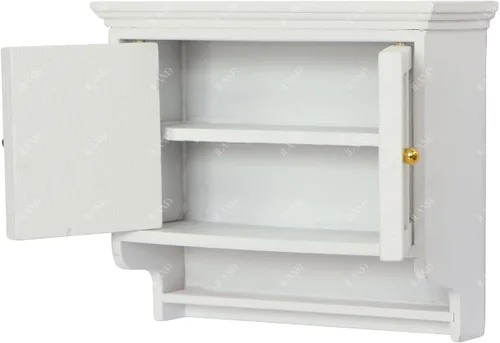 Vista 8 de iLAND Muebles para casa de muñecas a escala 1/12, armario de cocina para casa de muñecas en miniatura, estilo rústico moderno, color blanco