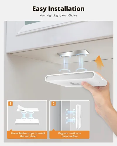 Vista 6 de wowatt Luz de escalera recargable con sensor de movimiento, luces de noche blancas con montaje magnético, luces de escalera regulables para Blanco