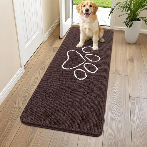 Vista 32 de Smiry Tapete para puerta de perro para patas fangosas, absorbente y Gris y negro