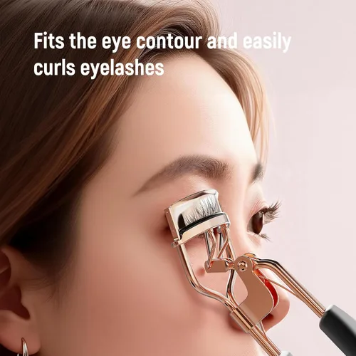 Vista 2 de Kaasage Rizador de pestañas para elevar y rizar, herramienta profesional de maquillaje de acero inoxidable con mango ergonómico y 6 almohadillas