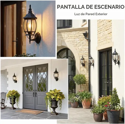 Vista 5 de Paquete de 2 lámparas de aluminio impermeables para exteriores, luces de porche exteriores, apliques de pared al aire libre, luces de porche 2