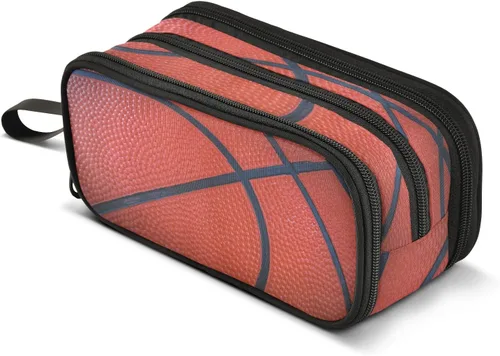 Vista 8 de Kcldeci Estuche para lápices con textura de baloncesto, gran capacidad, estuche para lápices, bolsa para lápices, bolsa para escuela