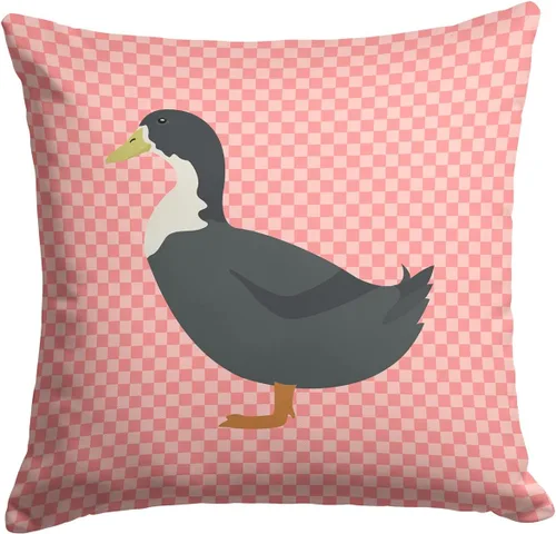 Vista 256 de Caroline's Treasures BB8163PW1414 Beltsville - Almohada decorativa de tela a cuadros pequeños, color blanco, pavo y gallina azul, lavable a máquina