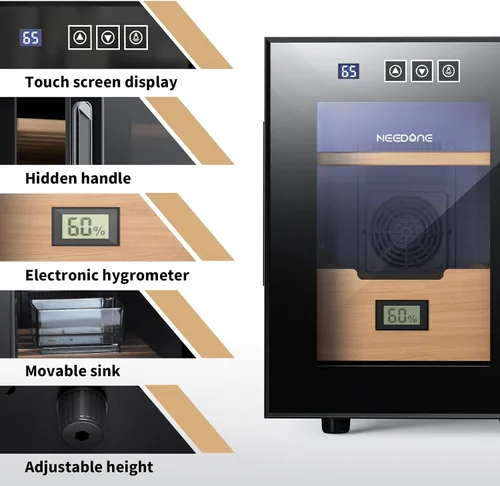 Vista 6 de NEEDONE Gabinete de 100 unidades con sistema de control de temperatura eléctrico de refrigeración, fabricado con estantes de madera de cedro español