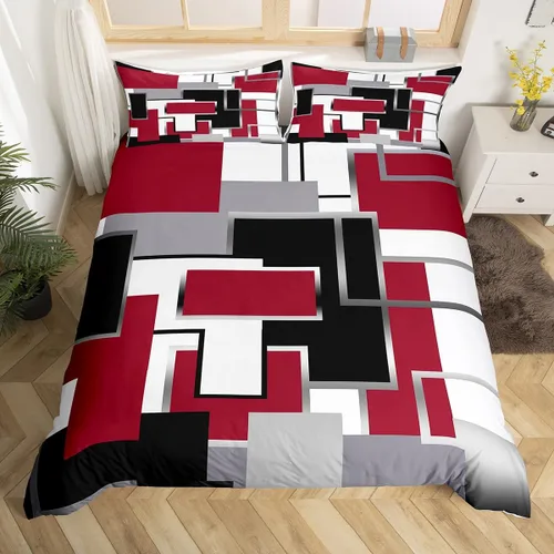 Vista 13 de Erosebridal Funda de edredón a rayas color negro y beige, funda de edredón bohemia moderna geométrica abstracta para mujeres, hombres y adultos