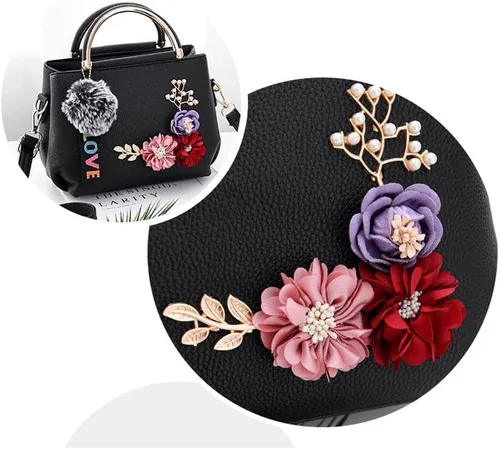 Vista 7 de Dayfine Bolso de mano para mujer, bolso floral 3D, bolso con asa superior, bolso de hombro de piel sintética, bolso pequeño, bolso cruzado