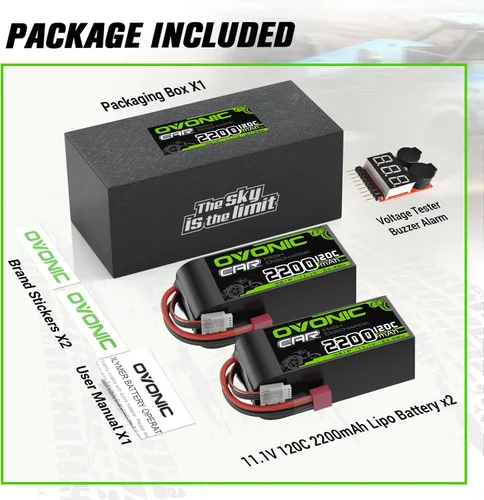 Vista 6 de OVONIC 3S - Batería LiPo corta de 11.1 V 2200 mAh 120C con enchufe en T estilo Dean para coche RC, camión RC, avión, helicóptero, barco, carreras