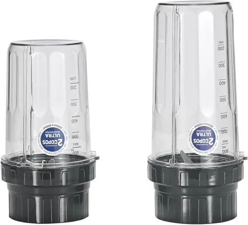 Vista 4 de Licuadora personal de 1000 W con 2 tazas y cuchillas dobles para batidos y café