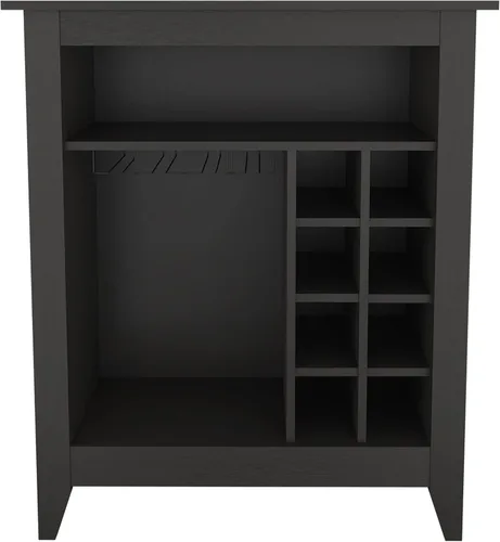 Vista 5 de Armario de bar de vino con 8 cubos de vino y portavasos, gabinete de madera para vino para licor y vasos, aparador retro con estantes abiertos