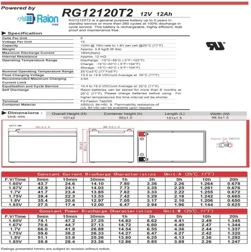 Vista 7 de Raion Power Batería de 12 V 12 Ah para Peg Perego Ride-On Toys, SLA AGM Blue Plug-and-Play de repuesto con arnés para John Deere Gator, tractor