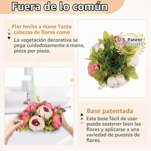 Vista 5 de NUPTIO Bolas de flores flores para centros de mesa: 2 piezas de 9.4 pulgadas de diámetro rosa oscuro peonía artificial arreglo de bolas de flores