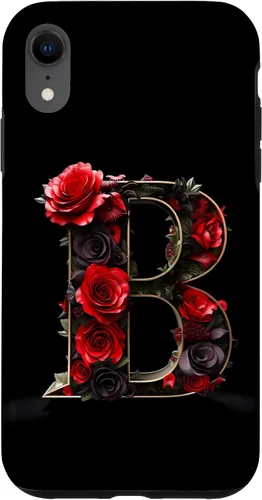 Vista 25 de B Monogram Letter Red Roses Floral Case for iPhone 17