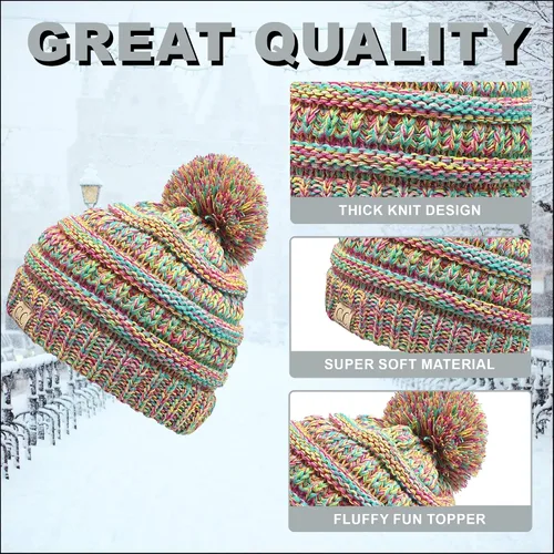 Vista 4 de Funky Junque Gorro de invierno con pompón de punto trenzado para niños