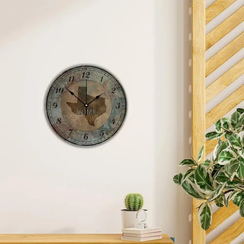 Vista 7 de Home States - Reloj de pared con mapa de Estados Unidos, estilo shabby chic, sin tictac, funciona con pilas, 10 pulgadas, decoración de madera