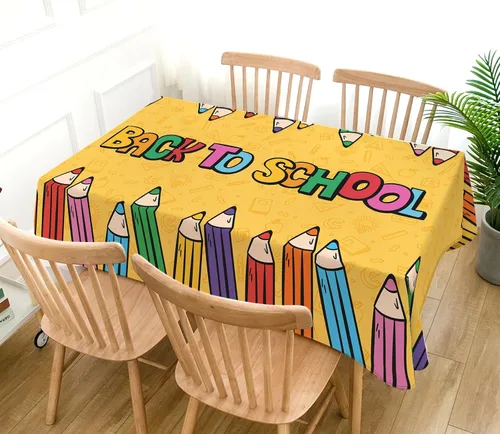 Vista 2 de Hafangry Mantel de regreso a clases, para niños, estudiantes, primer día de escuela, decoración de fiesta de bienvenida, rectangular, cocina
