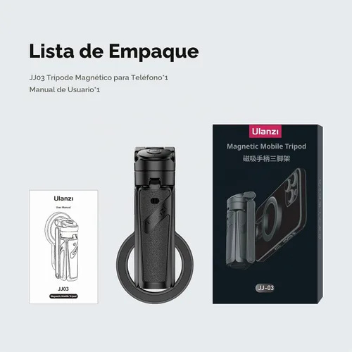 Vista 8 de ULANZI JJ03 - Mini trípode magnético para teléfono con control remoto, 3 en 1 de bolsillo para selfie, soporte de trípode extensible de rotación