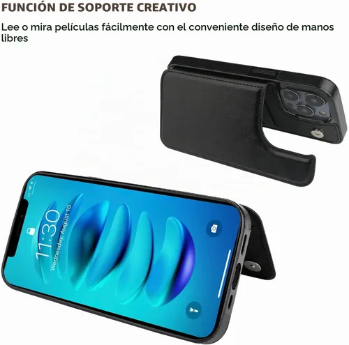 Vista 5 de ONETOP Compatible con iPhone 14 Pro Max Funda Cartera con Portador de Tarjetas, Funda de Cuero PU con Soporte Ranuras para Tarjetas, Doble Cierre