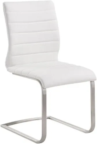 Vista 4 de Armen Living Fusion - Silla lateral contemporánea de acero inoxidable (juego de 2), tapizada gris, 37 x 18 x 22 pulgadas