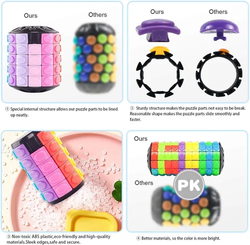 Vista 4 de R.Y.TOYS Juguete para ansiedad, rompecabezas de cubo mágico, rompecabezas de cerebro para adultos, juego de mano inquieto de lógica giratoria