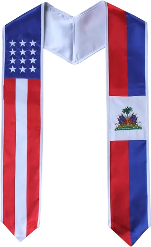 Vista 6 de Del Mex - Bandera del país y Estados Unidos, estola de graduación internacional Brasil / Estados Unidos