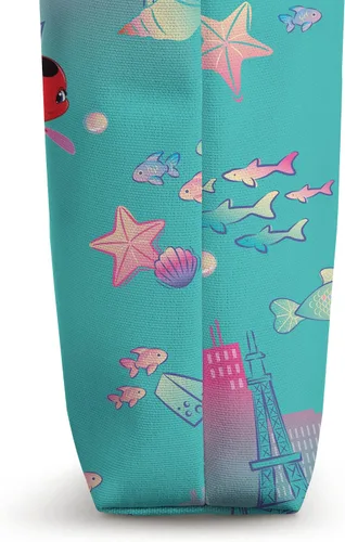 Vista 3 de Miraculous Ladybug Aqua Pattern Tote Bag