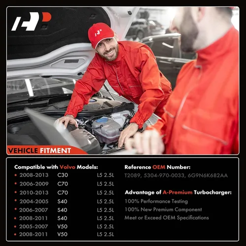 Vista 3 de A-Premium Kit Turbocompresor Completo Turbo con Junta Compatible con Volvo C70 2006-2013, C30 2008-2013, S40 2004-2011, V50 2005-2011, 2.5L, K04