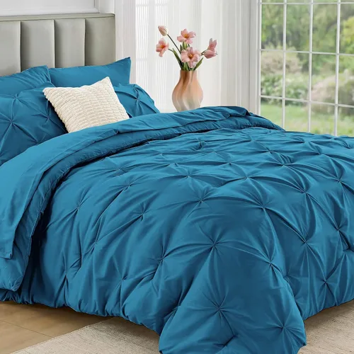 Vista 46 de JOLLYVOGUE Juego de edredón tamaño individual de 5 piezas – Juego de ropa de cama tamaño individual en una bolsa para todas las estaciones