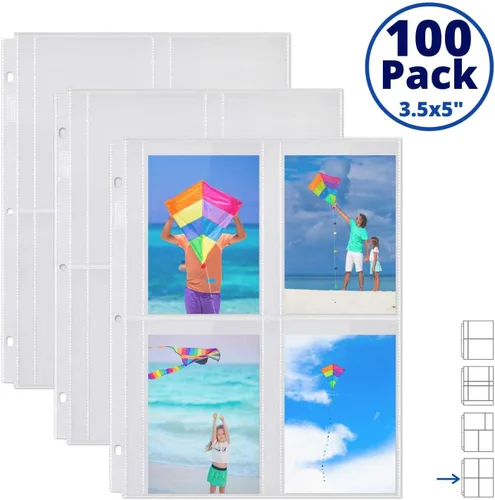 Vista 7 de Dunwell - Recambios para fundas de fotos, 3 anillas, bolsillos transparentes para fotos con ranuras para notas, capacidad para fotos de 5 x 7 x 6