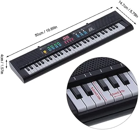Vista 2 de Piano digital, multifuncional con micrófono, teclado eléctrico de 61 teclas para principiantes, estudiantes, práctica en casa, estudio de grabación