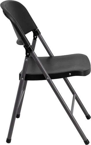 Vista 4 de Flash Furniture HERCULES Series Silla plegable de plástico negro con marco de carbón de 330 libras