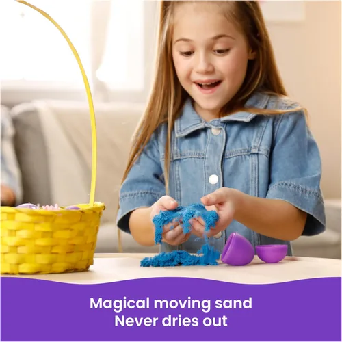 Vista 15 de Kinetic Sand, Paquete de 20 huevos con arena de juego roja, amarilla y azul de 3.3 libras para caza de huevos, recuerdos de fiesta y bolsas