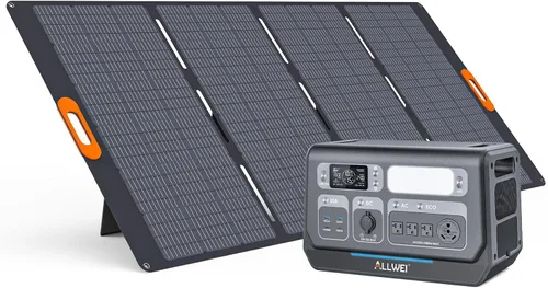 Vista 14 de ALLWEI - Estación de energía portátil 300 W (pico 600 W) mejorada, banco de batería LiFePO4 de 256 Wh, generador solar con 6 puertos de salida