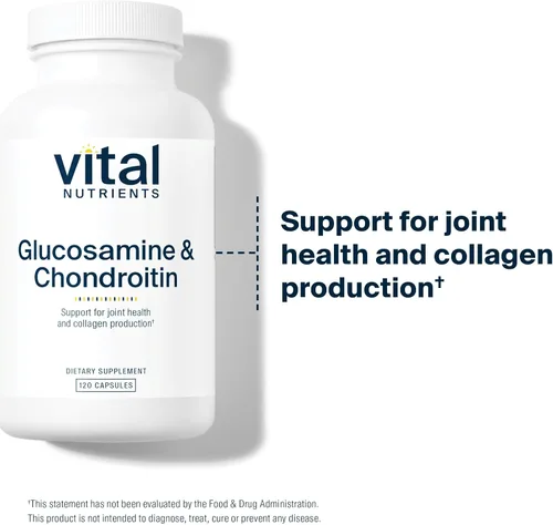 Vista 3 de Vital Nutrients Glucosamina y condroitina - Suplemento saludable para el cartílago, la movilidad y las articulaciones - Sin gluten, lácteos, sin