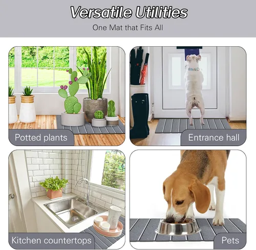 Vista 8 de Paquete de 1 tapete de baño plegable de piedra para baño, tapete de baño gris súper absorbente de tierra de diatomeas, alfombra de ducha
