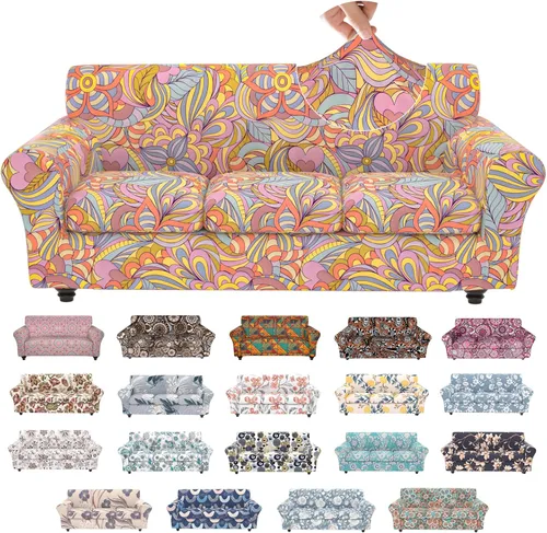 Vista 19 de Fundas elásticas para silla, fundas elásticas para sillón de 2 piezas, fundas de sofá lavables con diseño floral para sillón, protector de muebles