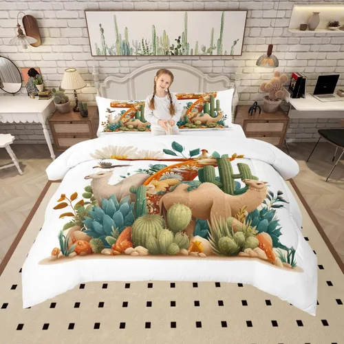 Vista 18 de Manfei Juego de edredón de calavera de azúcar para niños, juego de ropa de cama con temática de calaveras de Halloween, ropa de cama de estilo Azul