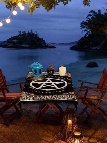 Vista 5 de Indian Consigners Paño de Altar A-Z Hechizo Pentagrama Brujería Alter Tarot Distribución Paño Superior Wiccano Cuadrado Espiritual 24 por 24 Paño